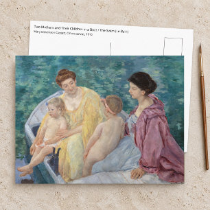 Cartão Postal Mary Cassatt - Duas mães e crianças em um barco