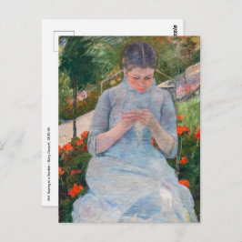 Cartão Postal Mary Cassatt - Garota costurando um jardim