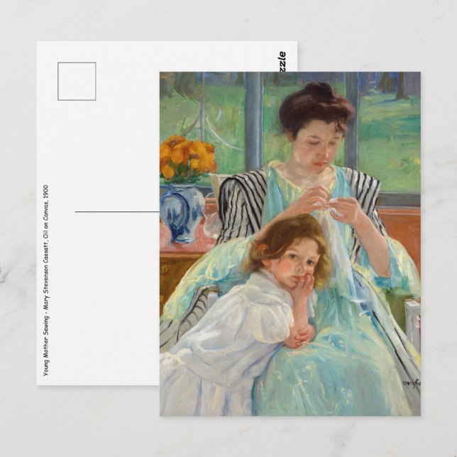 Cartão Postal Mary Cassatt - Jovem Mãe Costurando (Frente/Verso)