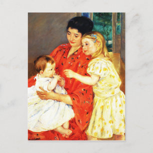 Cartão Postal Mary Cassatt, mãe e Sara admirando o bebê