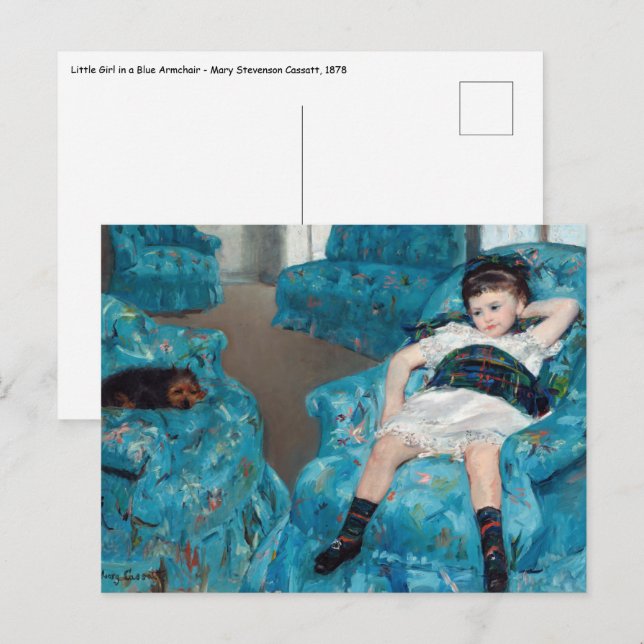 Cartão Postal Mary Cassatt - Menina em uma Cadeira Azul (Frente/Verso)