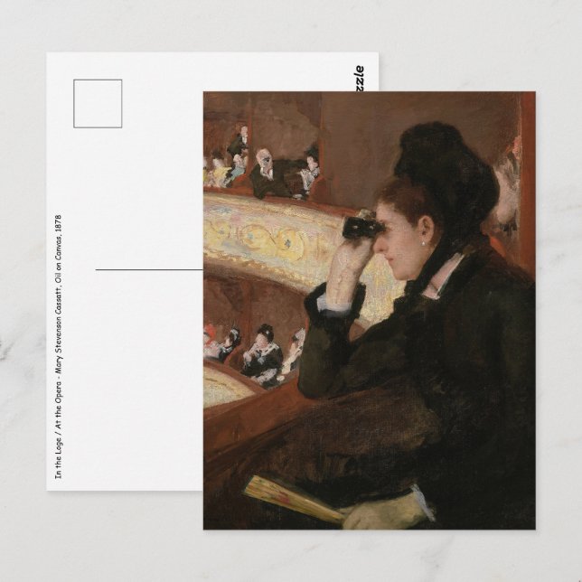 Cartão Postal Mary Cassatt - No camarote (Frente/Verso)