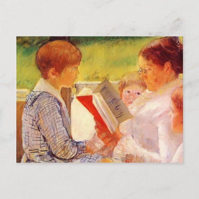 Cartão Postal Mary Cassatt- Sra. Cassatt Lendo aos netos (Frente)
