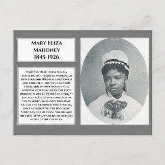 Cartão Postal Mary Eliza Mahoney 1rua enfermeira negra registrad