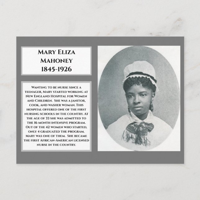 Cartão Postal Mary Eliza Mahoney 1rua enfermeira negra registrad (Frente)