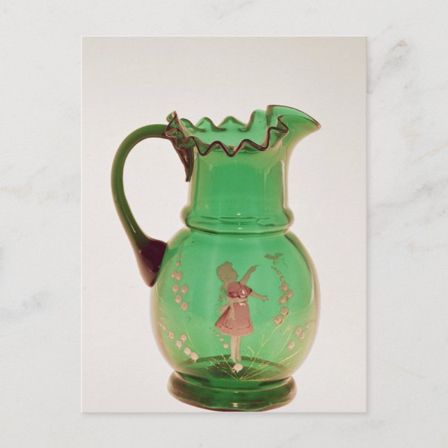 Cartão Postal Mary Gregory green jug com esmalte disparado (Frente)