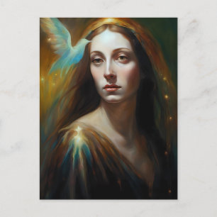 Cartão Postal Mary Magdalene e um pássaro lindo