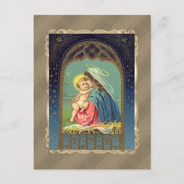 Cartão Postal Mary Segurando O Bebê Jesus (Frente)