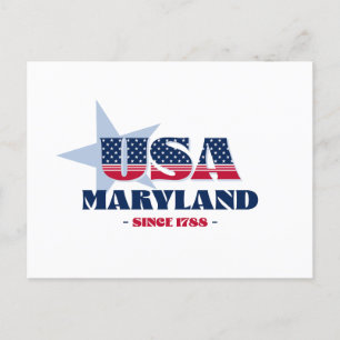 Cartão Postal Maryland em Red, White e Blue Postcard