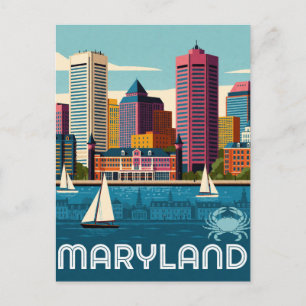 Cartão Postal Maryland EUA Baía de Chesapeake Atlântico Viagem ⚓