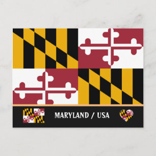 Cartão Postal Maryland Flag & Maryland State USA /America