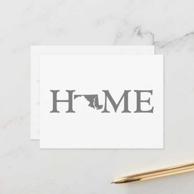 Cartão Postal Maryland Home State Shaple Letter Cinza Word Art (Frente/Verso In Situ)