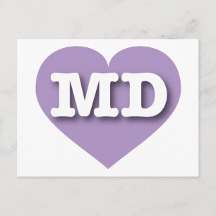 Cartão Postal Maryland Lavanda Heart - Eu amo MD