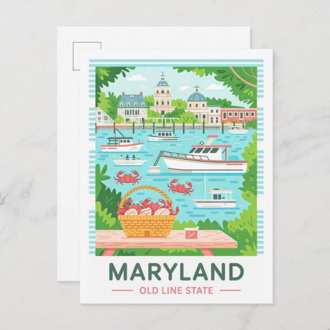 Cartão Postal Maryland Old Line State USA Summer Viagem (Frente/Verso)