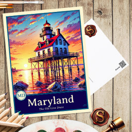 Cartão Postal Maryland | Postcard Estilo Anime com Sombreamento
