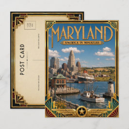 Cartão Postal Maryland Vintage Art Deco Era de Ouro