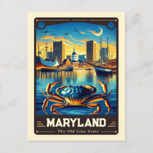 Cartão Postal Maryland Vintage espirituosa patriótica