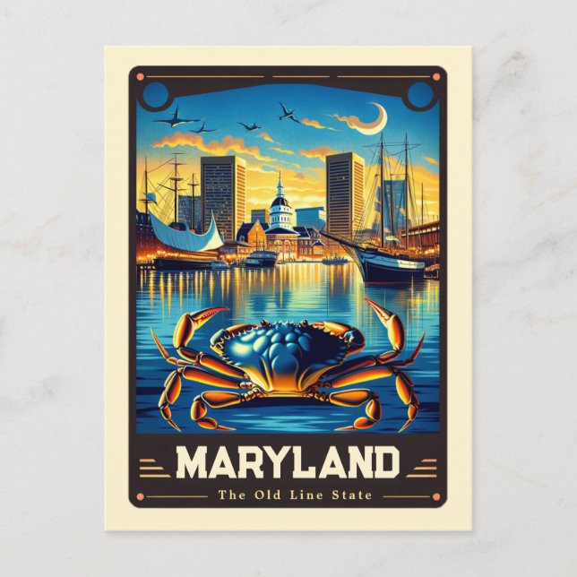 Cartão Postal Maryland | Vintage espirituosa patriótica (Frente)