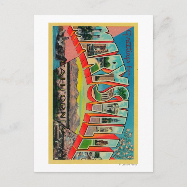 Cartão Postal Marysville, Califórnia - Cenas com Letras Grandes (Frente)