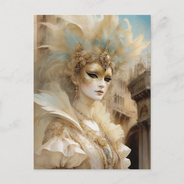 Cartão Postal Máscara de Carnaval de Veneza (Frente)