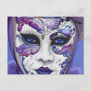 Cartão Postal Máscara de Carnaval Roxa por PSOVART