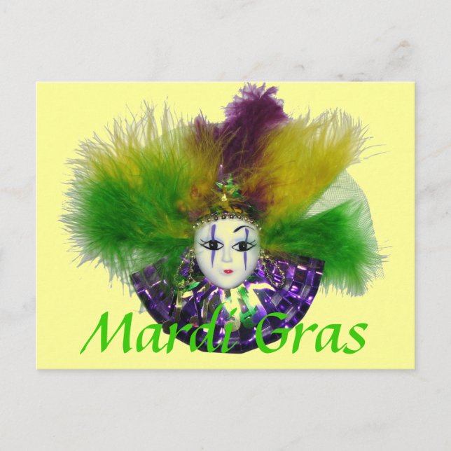 Cartão Postal Máscara de Mardi Gras 2 (Frente)