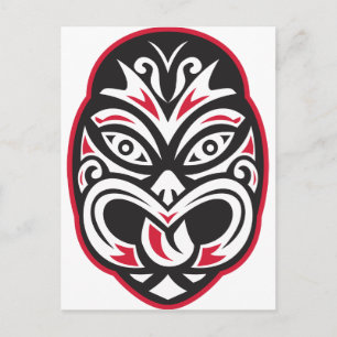 Cartão Postal máscara de tatuagem maori tiki moko