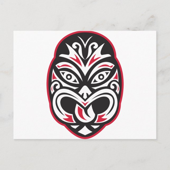 Cartão Postal máscara de tatuagem maori tiki moko (Frente)