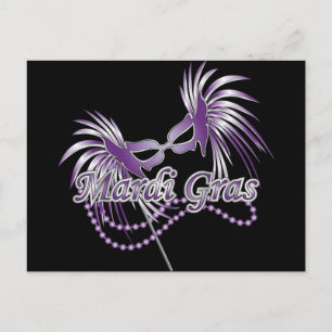 Cartão Postal Máscara Roxa Mardi Gras
