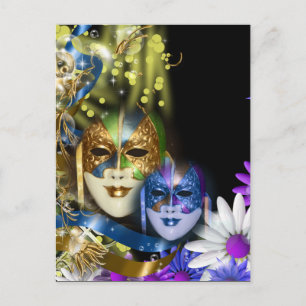 Cartão Postal Mascarada quinceanera Máscaras venezianas