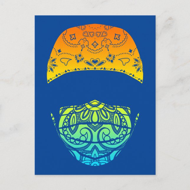cartão postal mascarado em paisley (Frente)