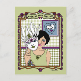 Cartão Postal Mascarando Seus Sentimentos_A_ Postcard