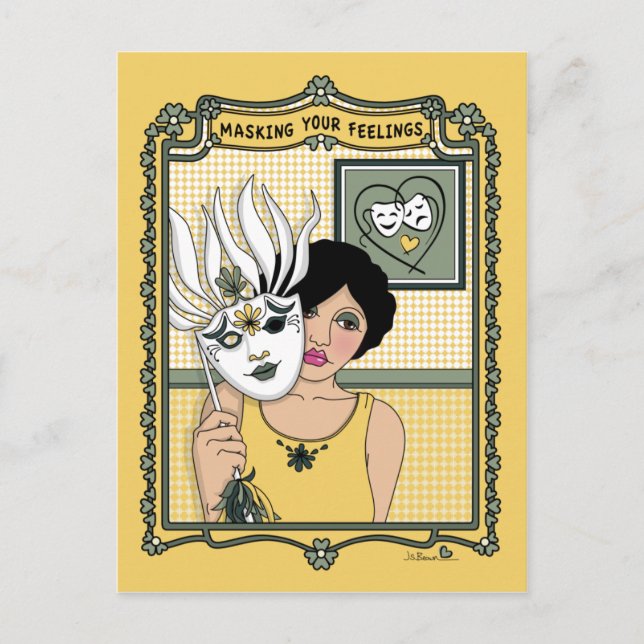 Cartão Postal Mascarando Seus Sentimentos_C_ Postcard (Frente)