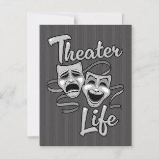 Cartão Postal Máscaras de Comédia e Tragédia da Vida em Teatro