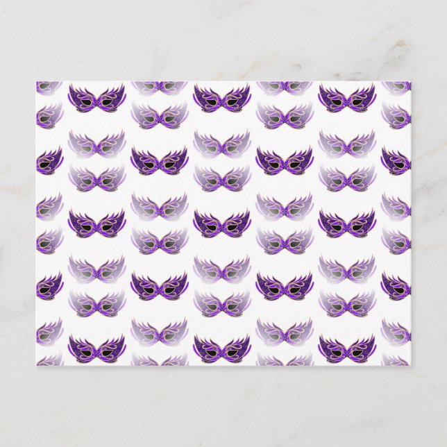 Cartão Postal Máscaras de Mascarada Roxo bonito Mardi Gras (Frente)