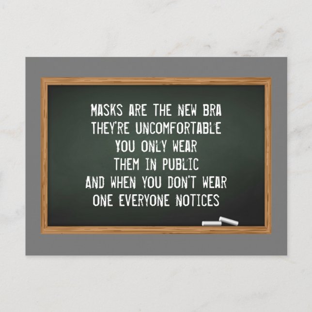 Cartão Postal Máscaras são o novo quadro de piada de sutiã (Frente)