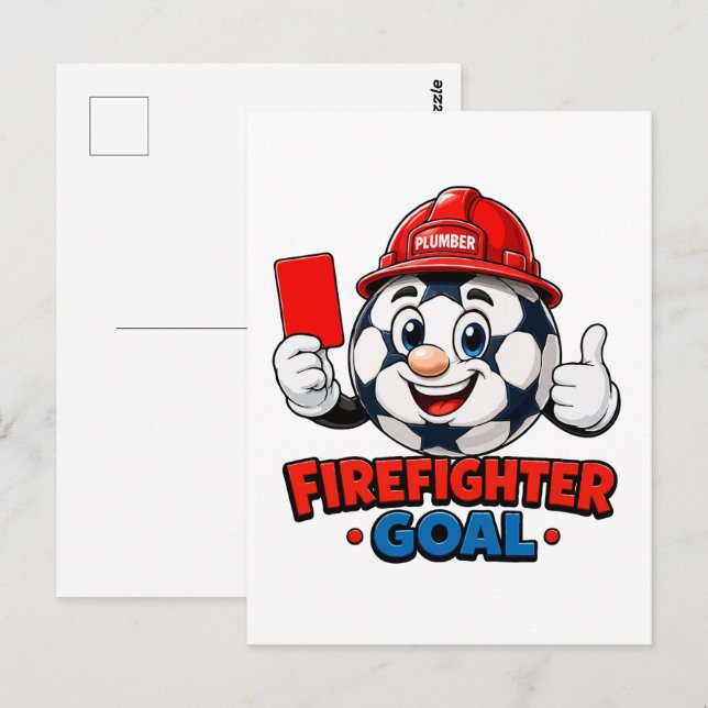 Cartão Postal Mascote Árbitro de Futebol Bombeiro (Frente/Verso)