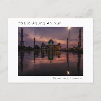 Cartão Postal Masjid Agung An Nur, Pekanbaru, Riau, Indonésia