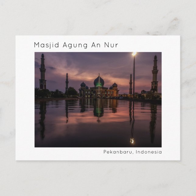Cartão Postal Masjid Agung An Nur, Pekanbaru, Riau, Indonésia (Frente)