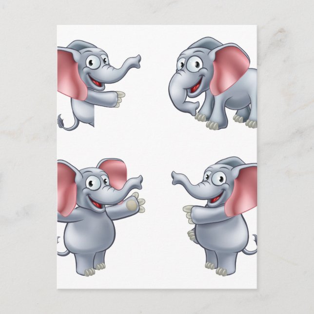 Cartão Postal Masoct de Cartoon Elefante (Frente)