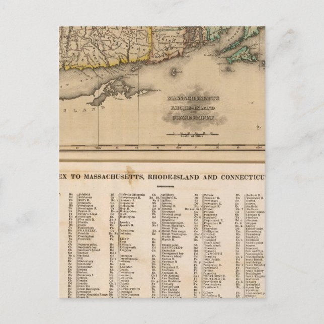Cartão Postal Massa, Rhode Island, Connecticut (Frente)