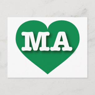 Cartão Postal Massachusetts Green Heart - Eu amo MÃES