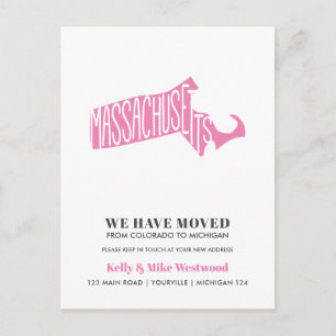 Cartão Postal MASSACHUSETTS Mudamos Novo endereço Nova Casa 