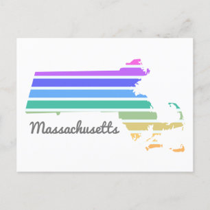 Cartão Postal Massachusetts Rainbow Pride Vacinação Minimalista