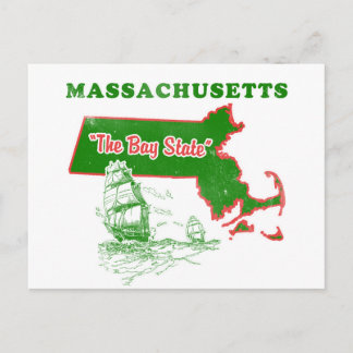 Cartão Postal Massachusetts The Bay State Design
