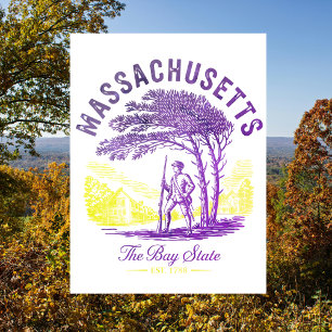 Cartão Postal Massachusetts The Bay State Est. Colonial 1788