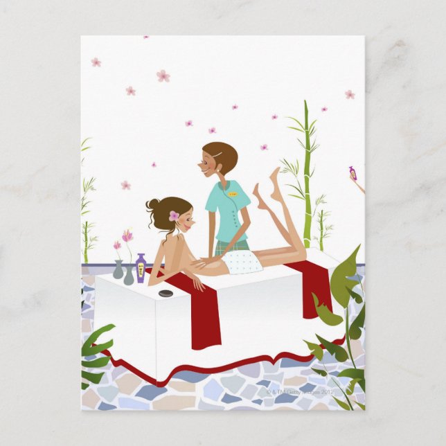 Cartão Postal Massage terapeuta massageando uma mulher deitada s (Frente)