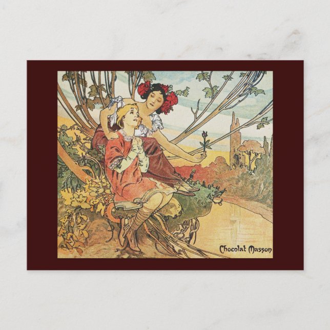 Cartão Postal Masson de chocolat do alfônio mucha (Frente)