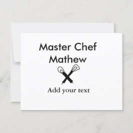 Cartão Postal Master chef cozinha padaria cozinheira adiciona te