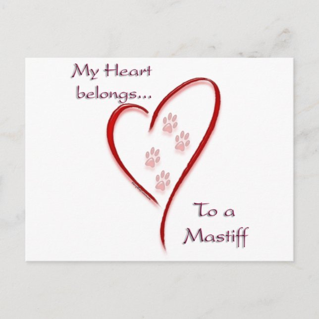 Cartão Postal Mastiff Heart Pertence (Frente)